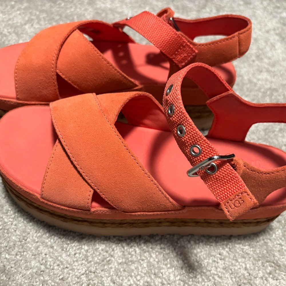 UGG Pink Sandals with Cushioned Footbed and Adjustable Straps